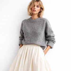 Abercrombie‎ Brushed Wool Blend Crewneck Sweater Gray M